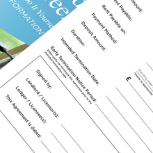 Load image into Gallery viewer, Close up of one page of the lodger agreement template